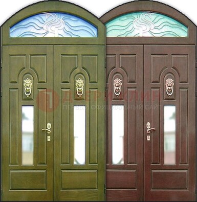Стальная арочная дверь со стеклом ДА-17 для монолитного дома в Электрогорске