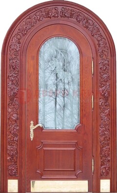 Толстая металлическая арочная дверь со стеклом ДА-20 в Электрогорске