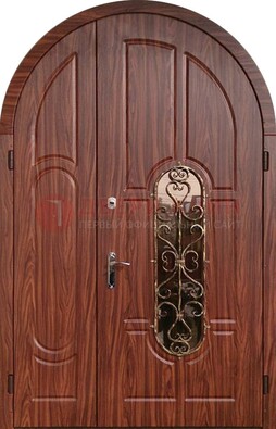 Арочная двухстворчатая стальная дверь Винорит ДА-54 в Электрогорске