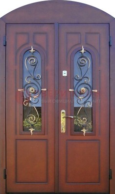 Двухстворчатая стальная дверь Винорит в форме арки ДА-55 в Электрогорске