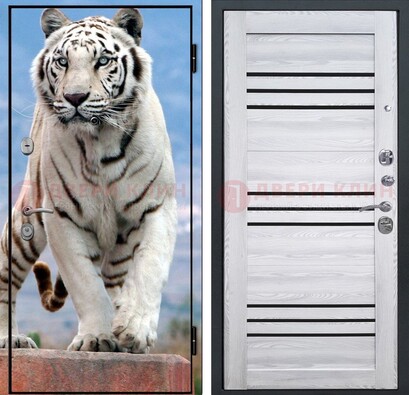 Стальная дверь с фотопечатью тигра ДФ-12 в Электрогорске