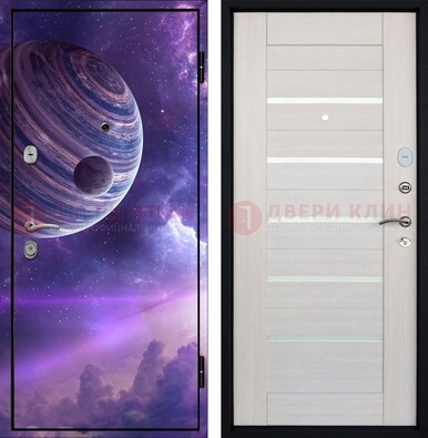 Стальная дверь с фотопечатью планеты ДФ-19 в Электрогорске