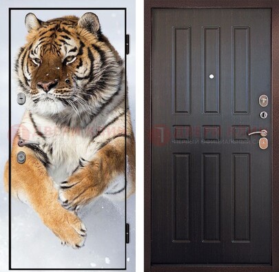 Металлическая дверь с фотопечатью тигра ДФ-1 в Электрогорске