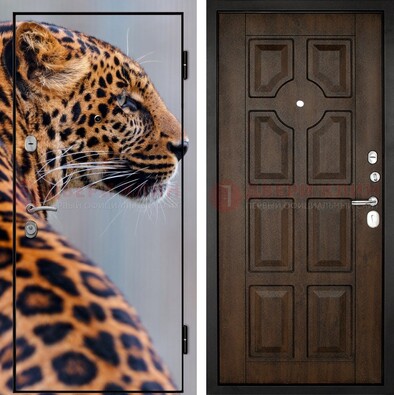Металлическая дверь с фотопечатью леопарда ДФ-26 в Электрогорске