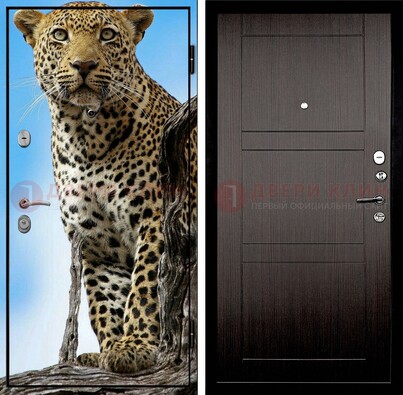 Железная дверь с рисунком гепарда снаружи ДФ-27 в Электрогорске