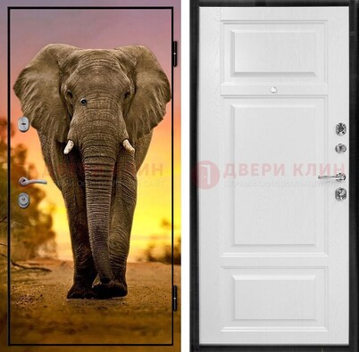Металлическая дверь с фотопечатью слона ДФ-30 в Электрогорске
