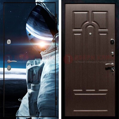 Стальная дверь с фотопечатью космонавта ДФ-4 в Электрогорске