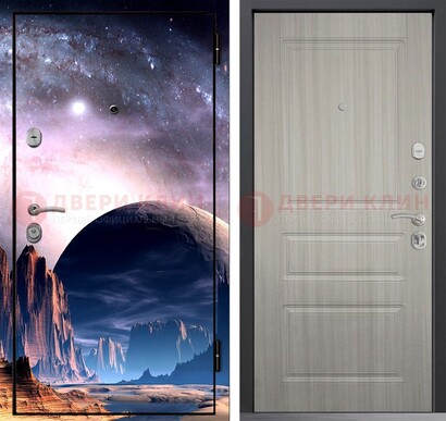 Железная дверь с фотопечатью космоса и планеты ДФ-50 в Электрогорске