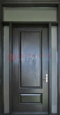 Черная металлическая дверь с фрамугами и стеклом ДФГ-24 в Электрогорске