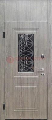 Металлическая дверь Винорит стекло и ковка с фрамугой ДФГ-33 в Электрогорске
