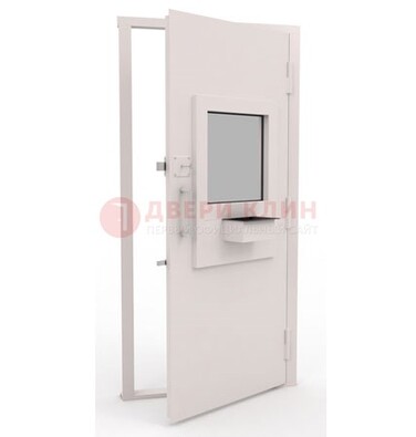 Белая металлическая дверь в кассу с нитроэмалью ДКС-4 в Электрогорске