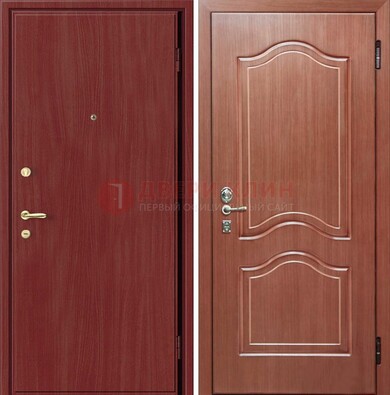 Красная металлическая дверь с ламинатом МДФ внутри ДЛ-8 в Электрогорске