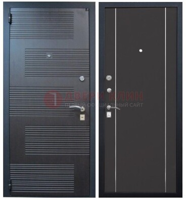 Темная металлическая дверь с МДФ ДМ-105 в деревянный дом в Электрогорске