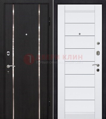 Черная входная дверь с МДФ и декоративными вставками ДМ-143 в Электрогорске