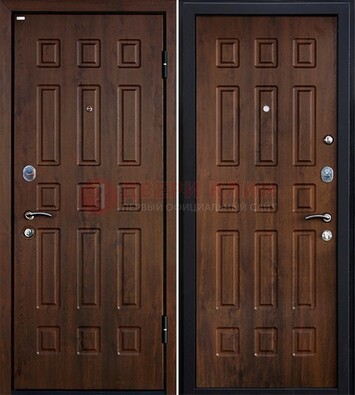 Коричневая металлическая дверь с МДФ ДМ-156 для квартиры в Электрогорске