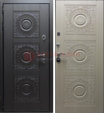 Темная стальная дверь с МДФ ДМ-161 для коттеджа в Электрогорске
