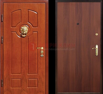 Оранжевая стальная дверь с МДФ ламинат внутри ДМ-18 в квартиру в Электрогорске