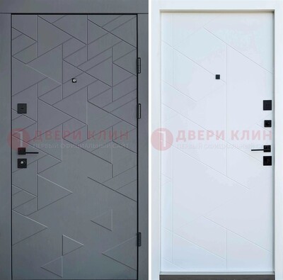 Серая металлическая дверь МДФ с узором  ДМ-224 в Электрогорске