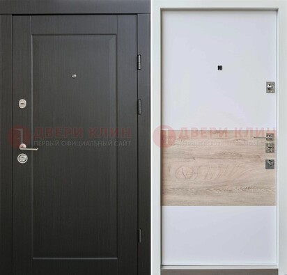 Черная металлическая дверь с белой МДФ внутри ДМ-230 в Электрогорске