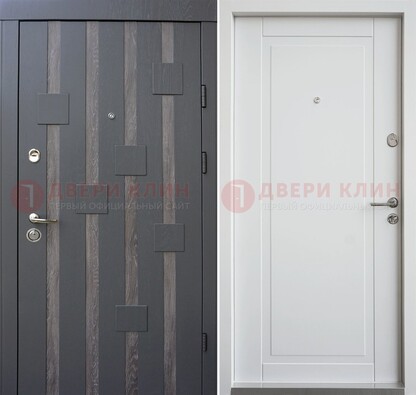 Темная металлическая дверь c белом МДФ внутри ДМ-231 в Электрогорске