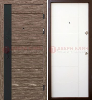 Коричневая входная дверь с черной вставкой МДФ ДМ-239 в Электрогорске