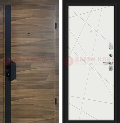 Стальная коричневая дверь МДФ c черной вставкой ДМ-267 в Электрогорске
