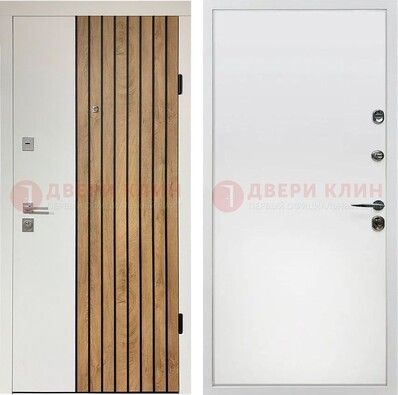 Белая с коричневой вставкой филенчатая дверь МДФ ДМ-278 в Волоколамске