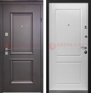 Железная серая дверь с филенчатой МДФ Беленый дуб ДМ-290 в Электрогорске