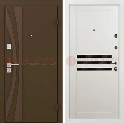 Стальная коричневая дверь с МДФ панелями ДМ-293 в Электрогорске