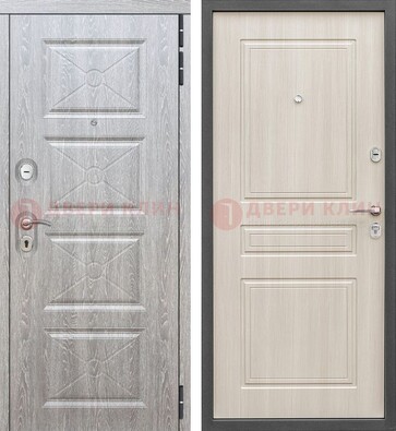 Железная серая дверь со светлой МДФ ДМ-302 в Электрогорске