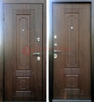 Коричневая металлическая дверь с МДФ ДМ-32 на дачу в Электрогорске