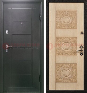 Темная железная дверь с МДФ в квартиру ДМ-344 в Электрогорске