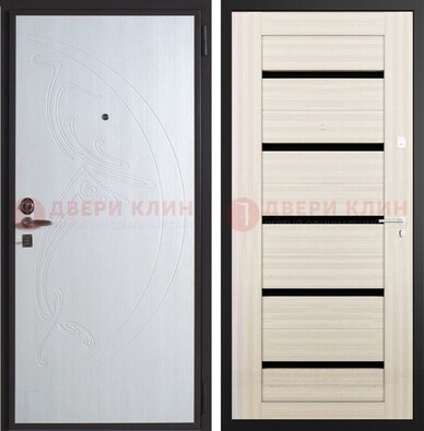 Белая стальная дверь с МДФ ДМ-346 в Электрогорске