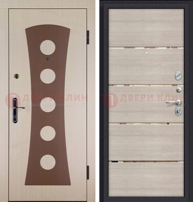 Светлая металлическая дверь с МДФ в квартиру ДМ-365 в Электрогорске