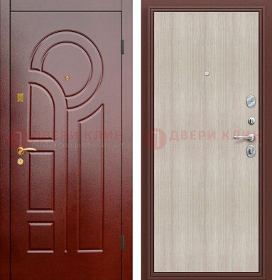Красная металлическая дверь с МДФ панелями ДМ-368 в Электрогорске
