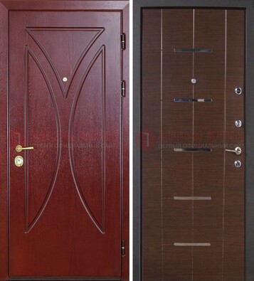 Темно-красная железная дверь с МДФ ДМ-370 в Электрогорске