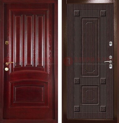 Красная стальная дверь с филенчатой МДФ ДМ-398 в Электрогорске