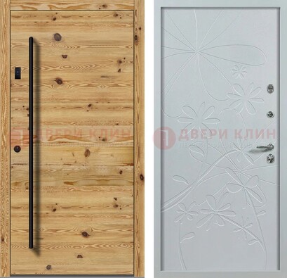 Металлическая дверь с МДФ в светлом цвете ДМ-412 в Электрогорске