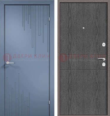 Синяя металлическая дверь МДФ в квартиру ДМ-434 в Электрогорске