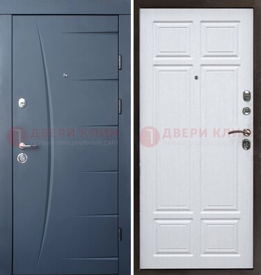 Темно-синяя стальная дверь МДФ белая внутри ДМ-435 в Лыткарино