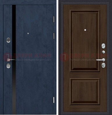 Синяя входная дверь МДФ с обеих сторон ДМ-473 в Электрогорске