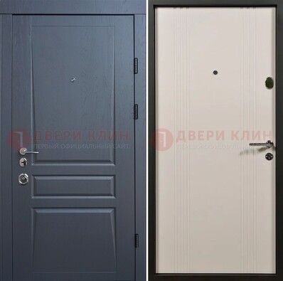 Темно-серая стальная дверь с МДФ хайтек ДМ-481 в Электрогорске
