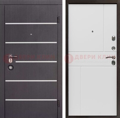 Темная стальная дверь с белыми вставками с МДФ ДМ-482 в Электрогорске