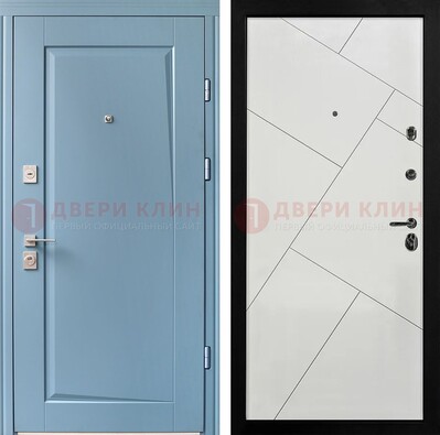 Синяя железная дверь с МДФ панелями ДМ-491 в Электрогорске