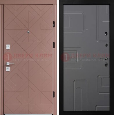 Красная стальная дверь в квартиру с МДФ хайтек ДМ-493 в Электрогорске