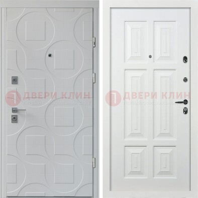 Белая стальная дверь в квартиру с панелями МДФ ДМ-494 в Электрогорске
