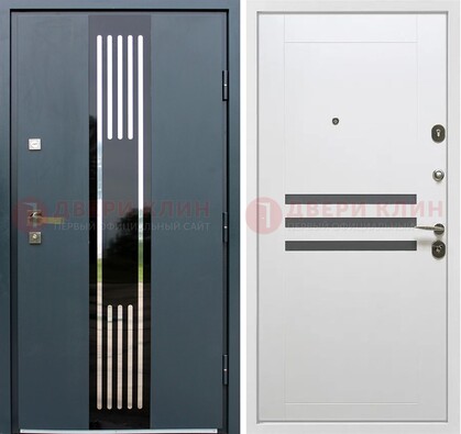 Темная квартирная дверь с разными МДФ ДМ-504 в Электрогорске