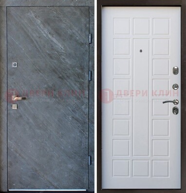 Железная дверь с МДФ серая и белая ДМ-505 в Электрогорске
