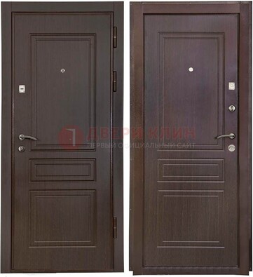 Антивандальная коричневая железная дверь с МДФ ДМ-61 в Краснодаре