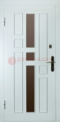 Белая стальная дверь с МДФ и декоративными вставками ДМ-62 в Электрогорске